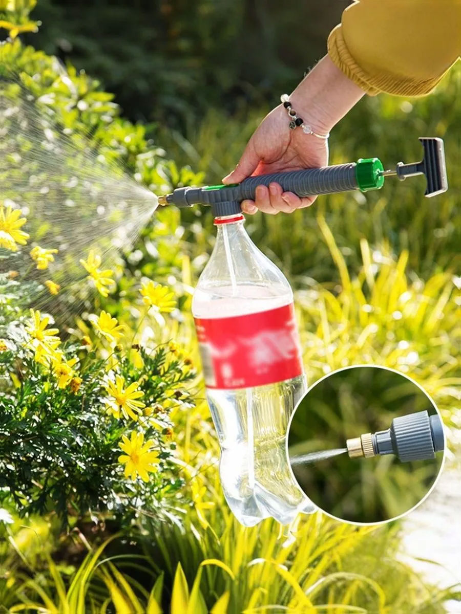 Gardening Tools Plastic - 新型アップグレード高圧ウォーターガンスプレーヤー、調整可能なドリンクボトルスプレー、プラスチック製スプレーボトル、庭、植物の水やり用