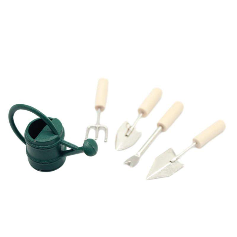 Gardening Tools Toys - ドールハウスミニチュアガーデンツール、散水缶、農業ツール、ガーデニングセット、ケトル、ショベル、フォーク、屋外、パティオ、モデル装飾玩具、1:12