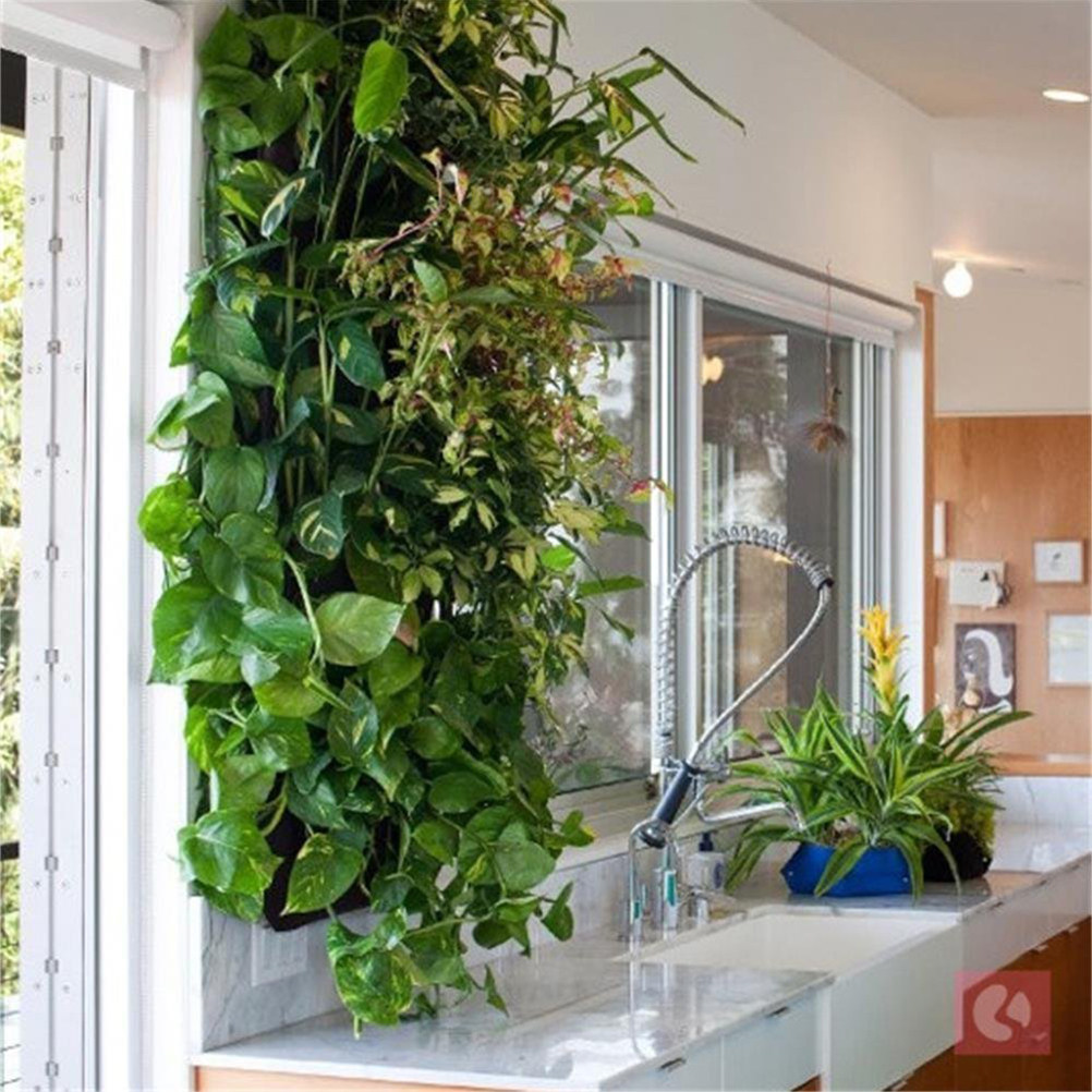 Grow Bags - 1個入りフェルト製壁掛け植物バッグ、縦型12ポケットプランター、庭、屋外、屋内でのハーブ、多肉植物、野菜の栽培用ポケット