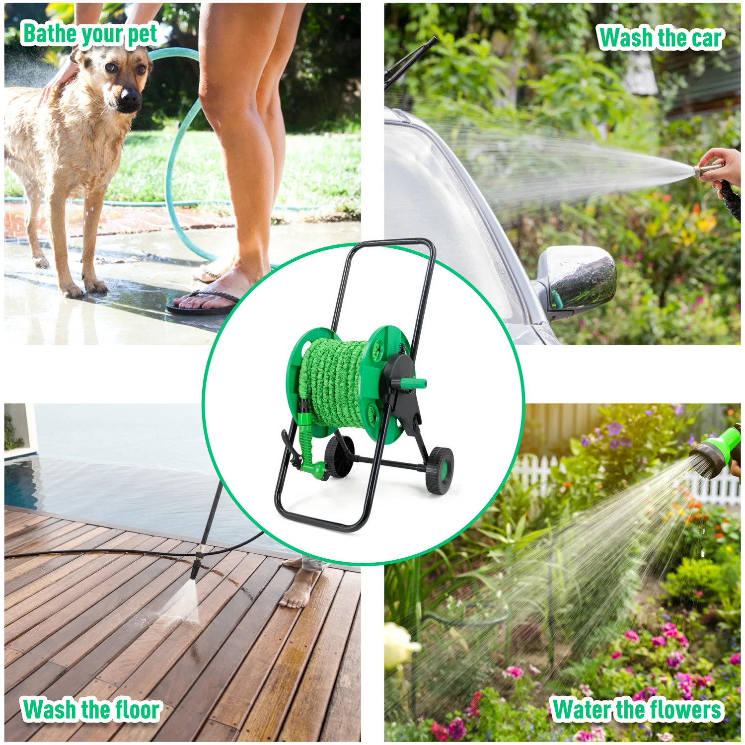 Gardening Tools Rack - プレミアムガーデンパワーツール水道管収納ラックリール、家庭用水道管リール、リール、農業用ガーデニング水車