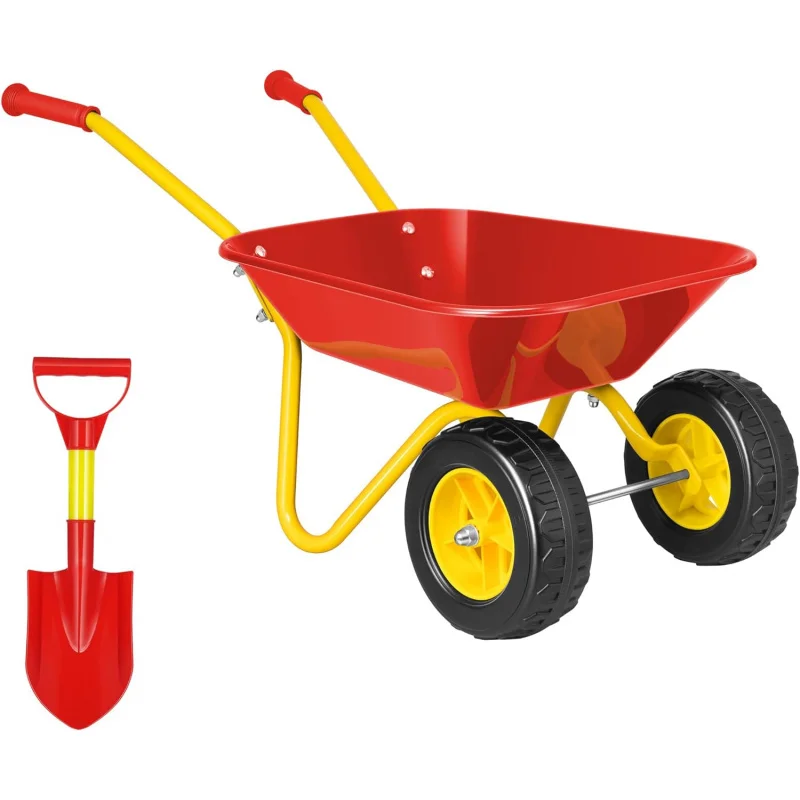 Gardening Tools Toys - 子供用手押し車 ガーデンカート 幼児用ガーデニングツールセット付き 子供用ホイールバケツ 屋内外用おもちゃ ギフト