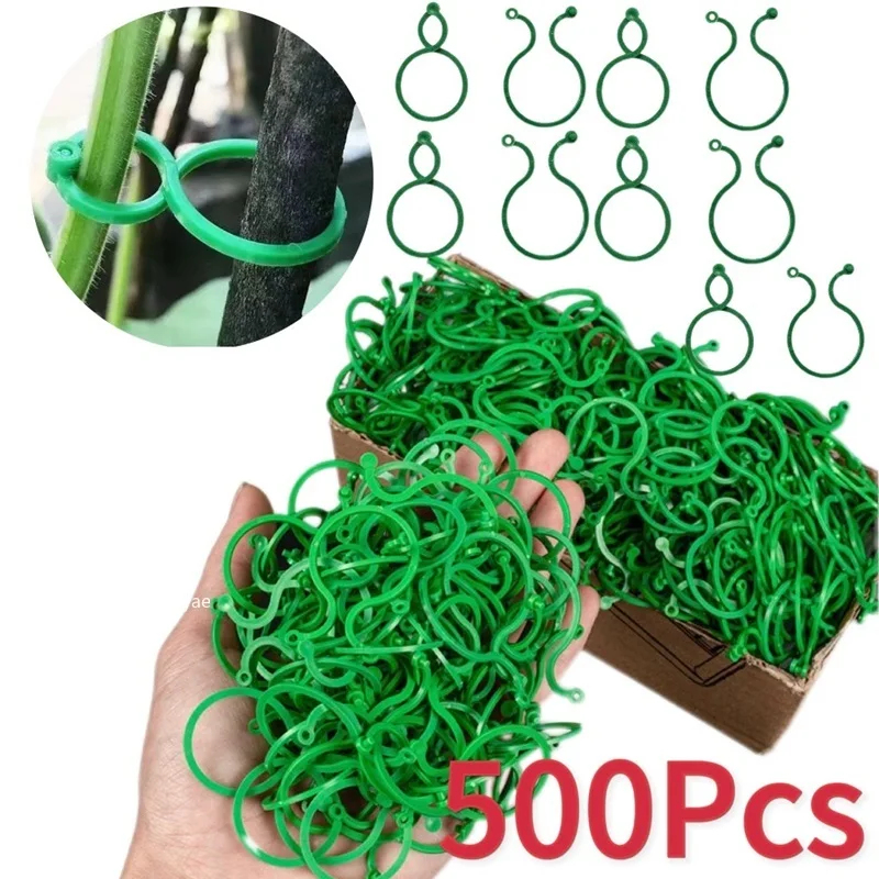 Gardening Tools Bundle - プラスチック製園芸用植物結束クリップ、植物結束バックルリング、ガーデン用トマト・ブドウの木用フック、植物支持ツール