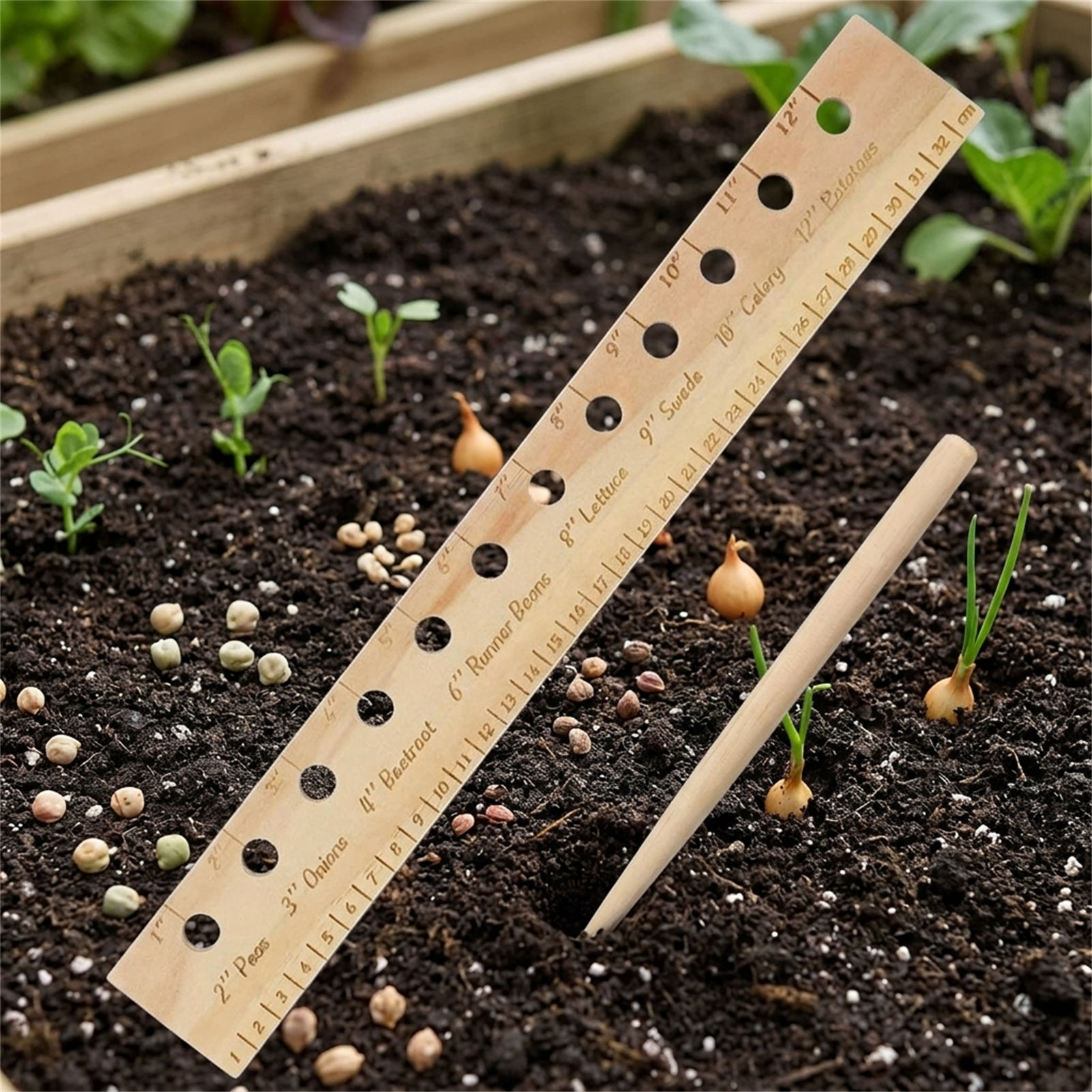 初心者向けの木製植栽定規、種間隔ツール、精密マーキングデバイ - Gardening Tools For Beginners のレビューと価格