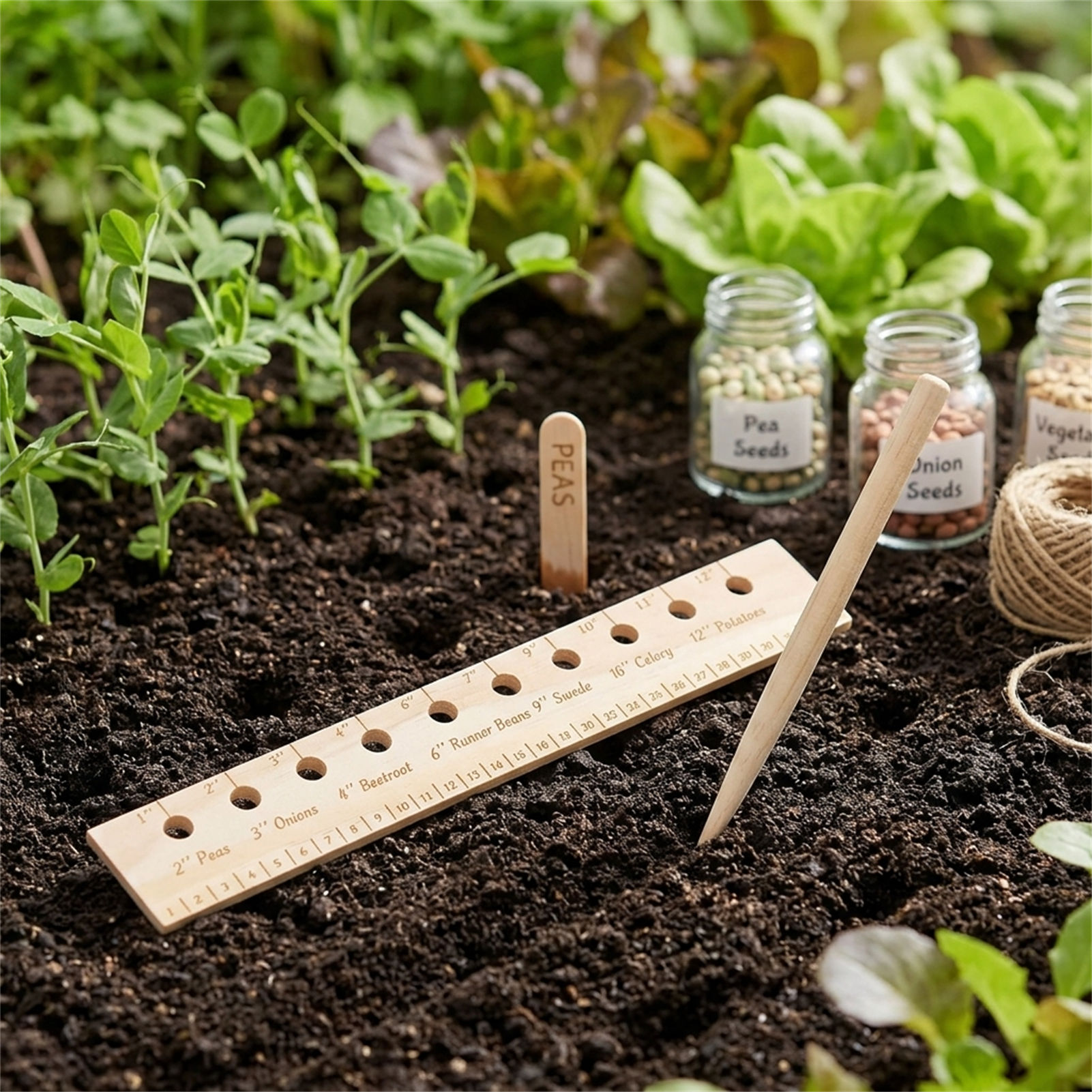 初心者向けの木製植栽定規、種間隔ツール、精密マーキングデバイ - Gardening Tools For Beginners のレビューと価格