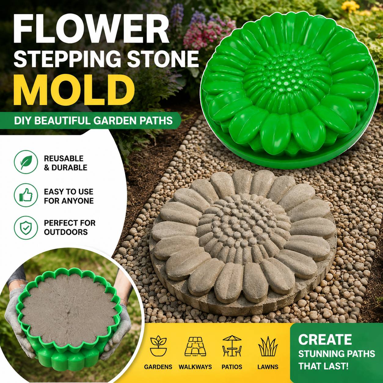 ひまわりテラスストーンモールドセット、コンクリート製ガーデン - Gardening Tools Bundle のレビューと価格