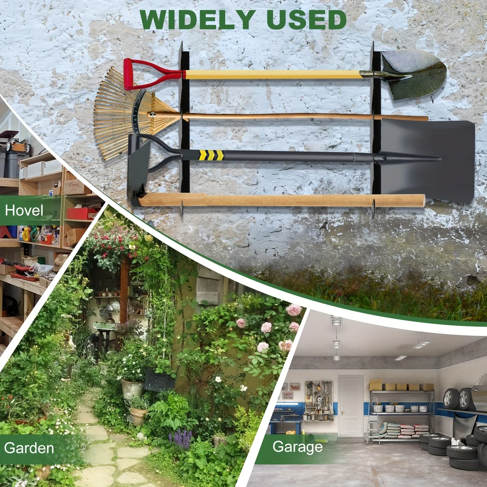 頑丈な金属製ガーデンツールホルダー、シャベルと熊手の収納付き - Gardening Tools Rack のレビューと価格