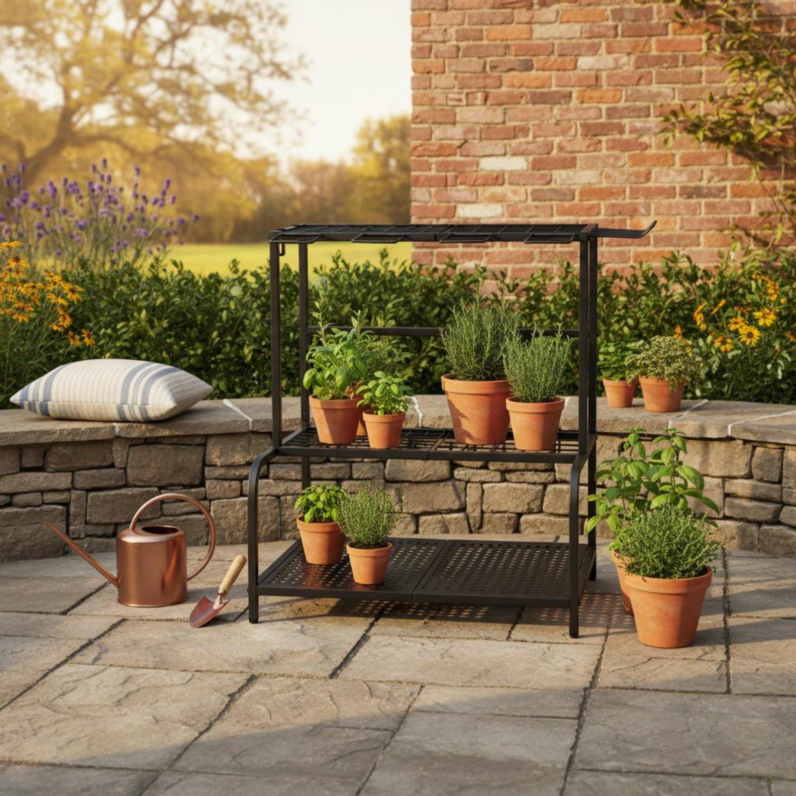 金属製ガーデンツールラック、調節可能な脚付き、転倒防止設計、 - Gardening Tools Rack のレビューと価格