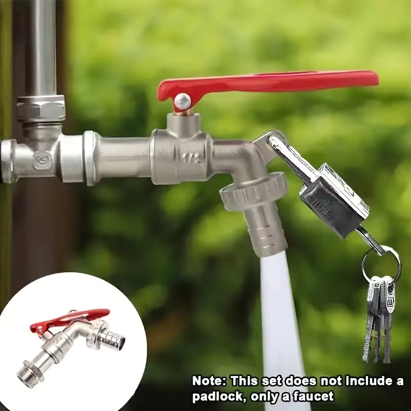 1Pc 1/2 インチ亜鉛合金蛇口ガーデンビブコック屋外ロッ - Gardening Yard Tools のレビューと価格