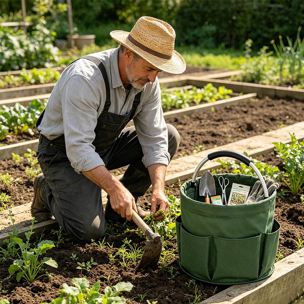 大容量多ポケット収納バケツ 携帯用折りたたみ式ハンドヘルドガ - Gardening Tools Toys のレビューと価格