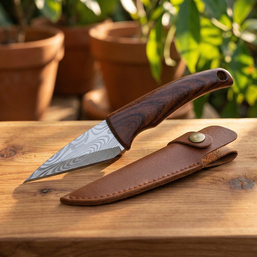 鋭利な接ぎ木用ナイフ、木製ハンドルと革製鞘付き、接木用、耐久 - Gardening Tools Knife のレビューと価格